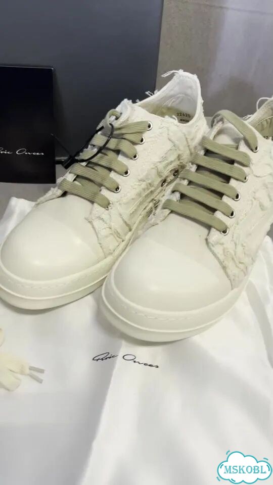 Rick owens ramones distressed low white фото 1