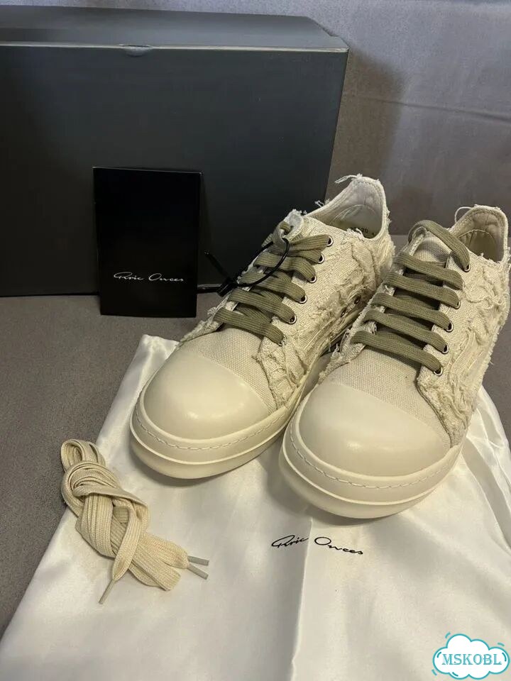 Rick owens ramones distressed low white фото 2