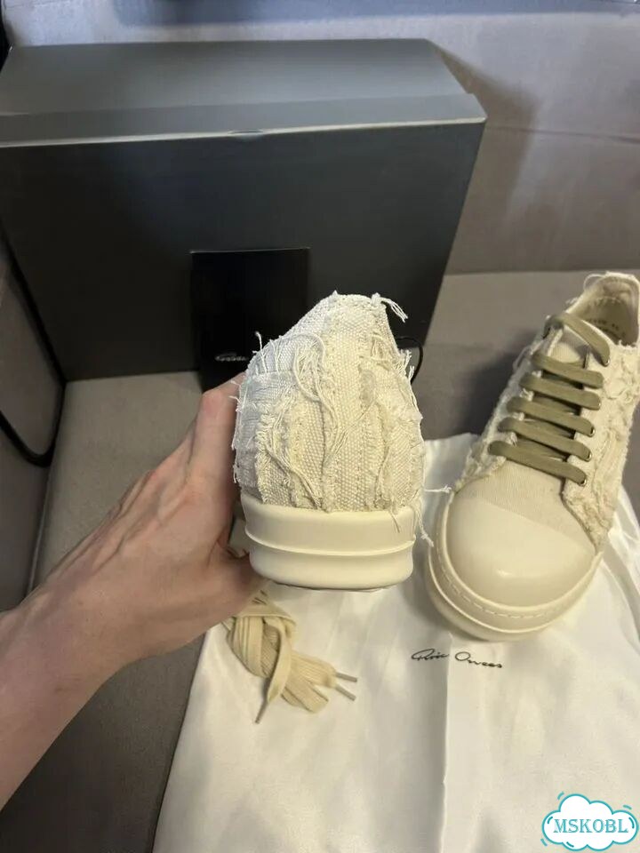 Rick owens ramones distressed low white фото 4